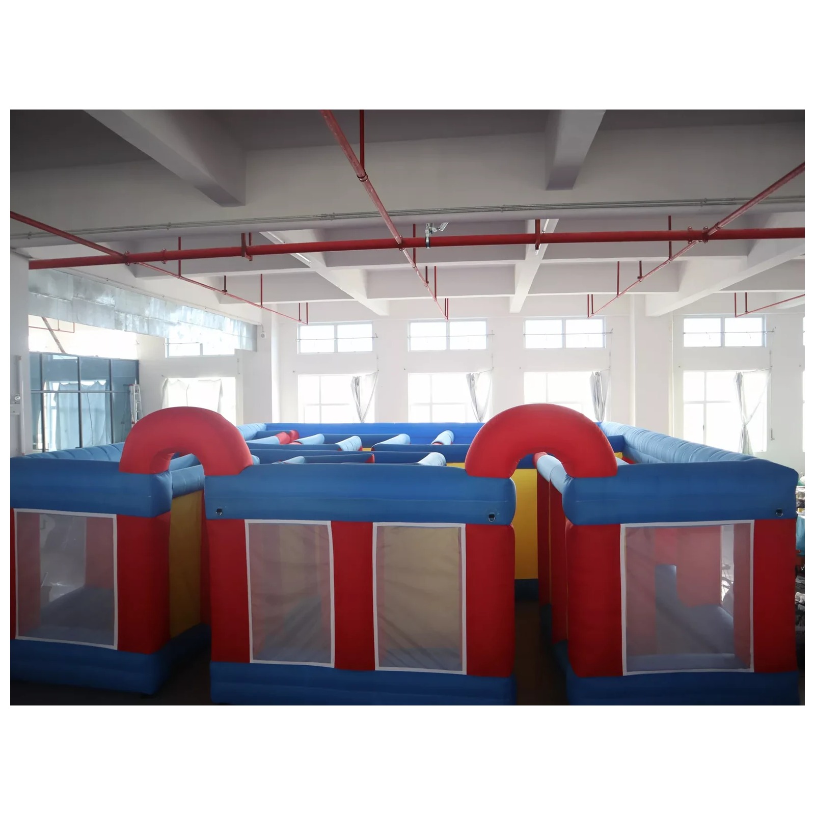 Kids Outdoor Venues - Großes Rot-Blaues Netz-Doppelbogen-Aufblasbares Labyrinth 7x7m 23x23ft