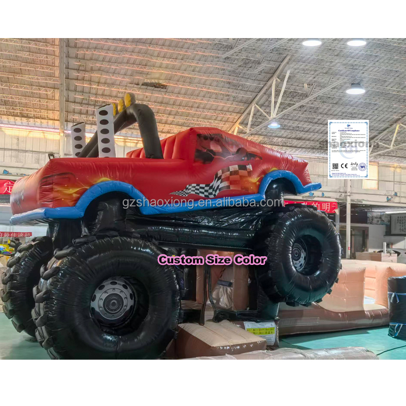 Kids Outdoor House With Slide - Kommerzielles Outdoor-Hüpfburg-Rutsche-Kombi-Set im Monster-Truck-Design für Kinder