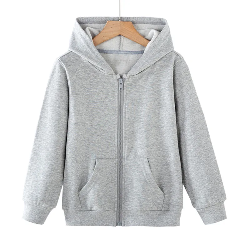 Kids Outdoor Jacket - Kinder Outdoor-Jacke mit Reißverschluss, Einfarbiger Kapuzenpullover