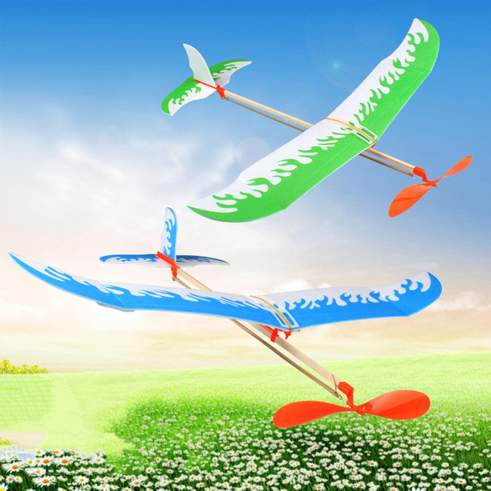 Play Kids Outdoor - Gummiband-Flugzeuge, angetriebenes Segelflugzeug-Flugzeug-Set, fliegende Spiele, Spielen,