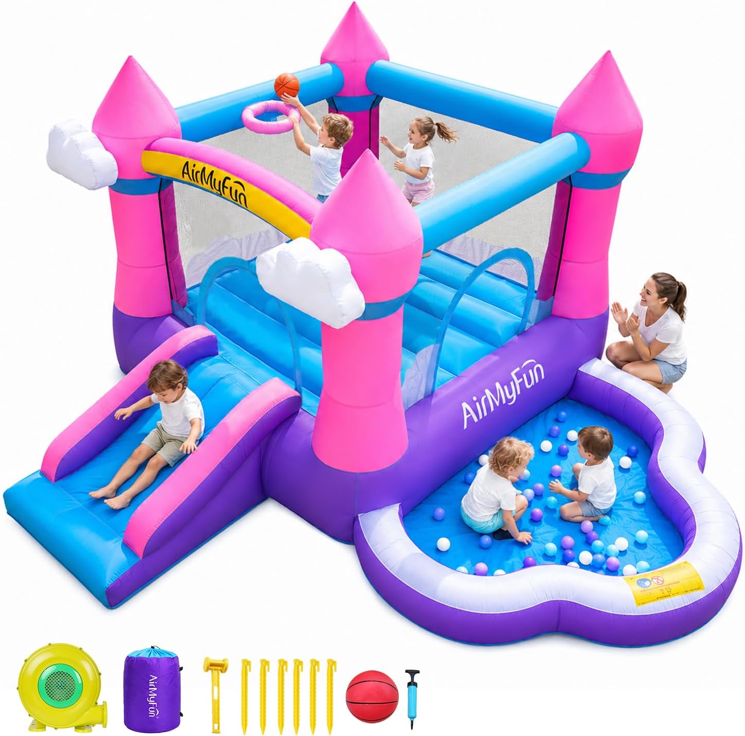 Kids Outdoor Inflatable - Rosa Aufblasbare Hüpfburg für Kinder von