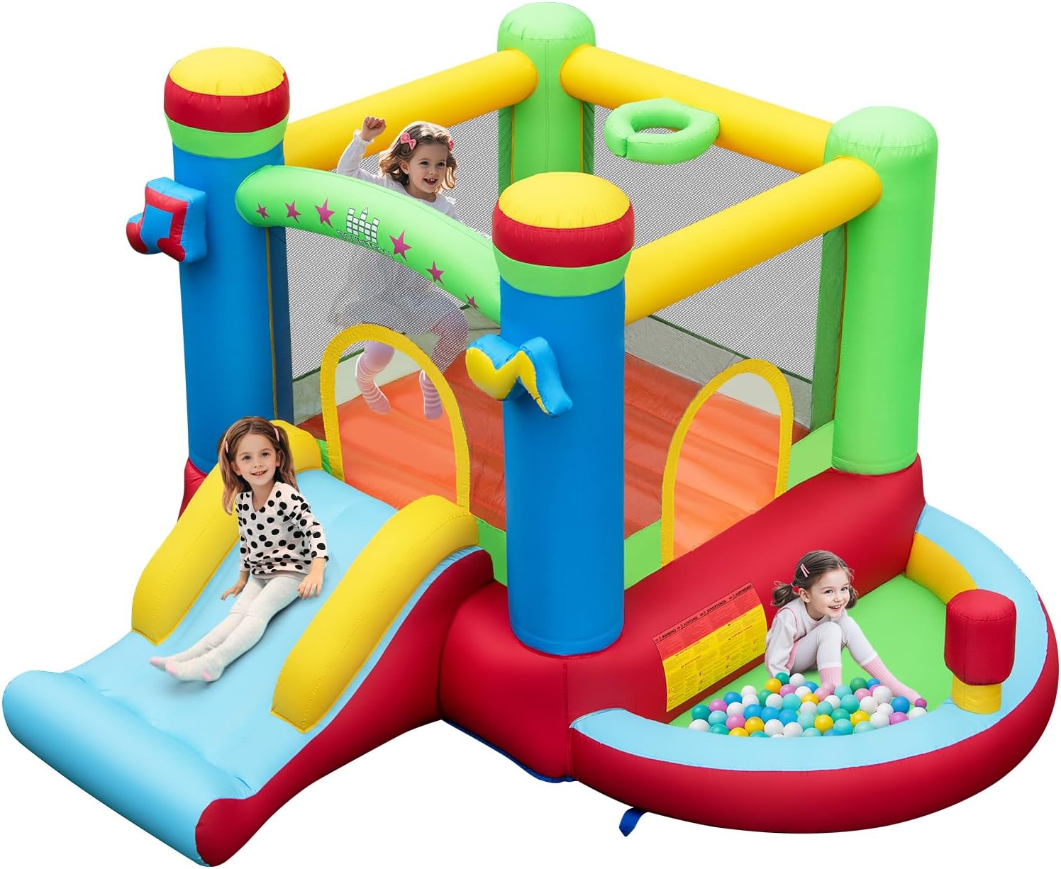 Kids Outdoor Inflatable - Aufblasbares Hüpfhaus mit Bällebad, Hüpfburg für