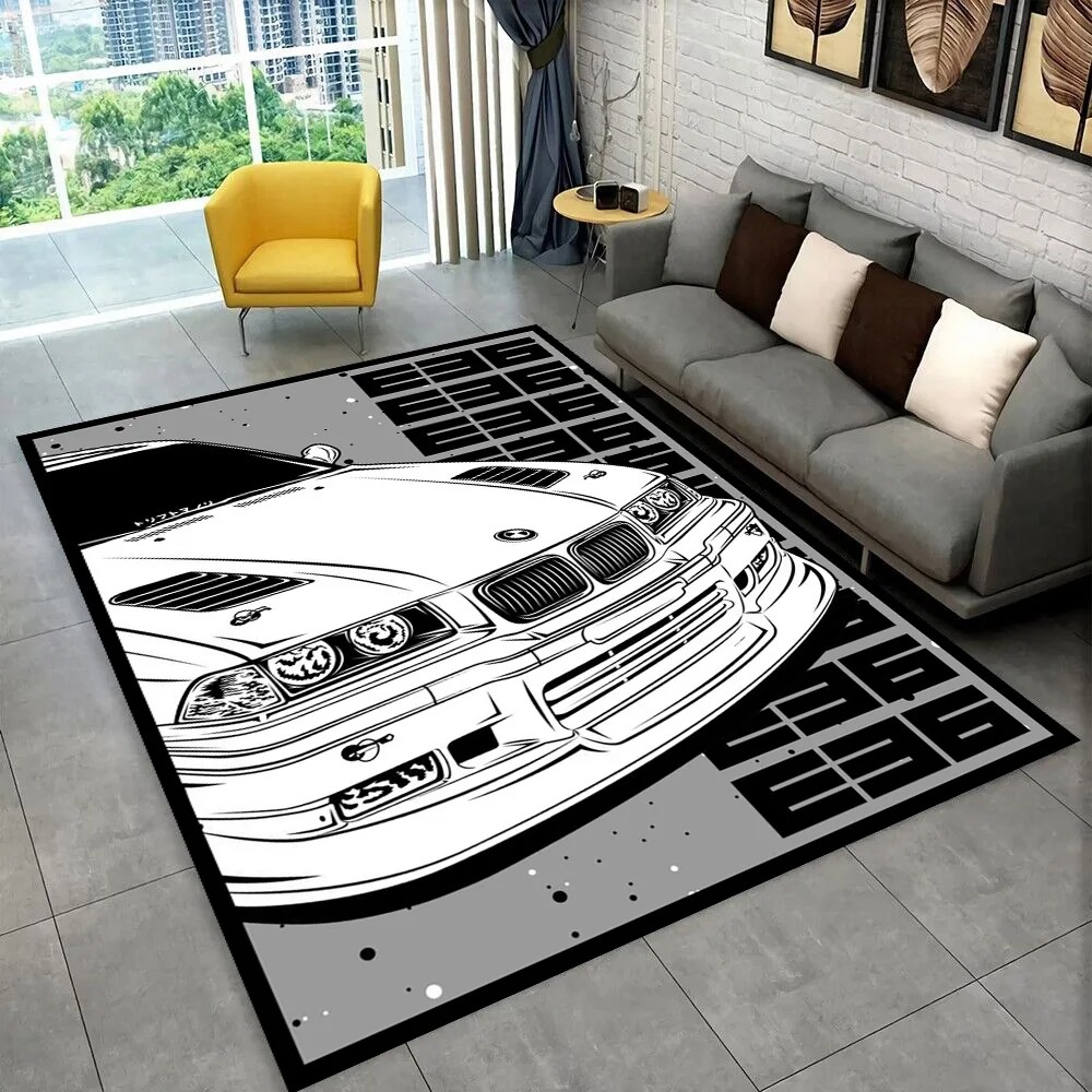 Kids Outdoor Play Table - 3D E36 Rennwagen Motorrad Teppich für