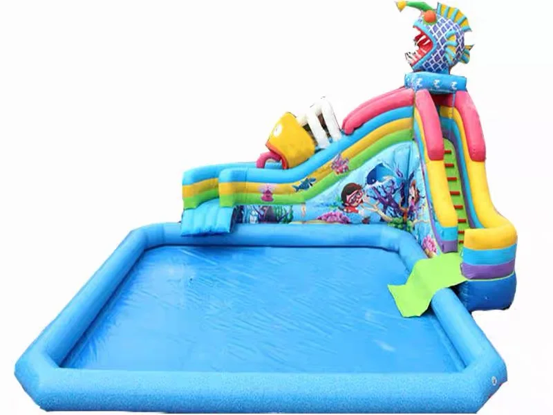 Kids Outdoor Venues - Kommerzieller aufblasbarer Wasserpark, strapazierfähige PVC-Regenbogen-Wasserrutsche, Aqua-Spielplatz