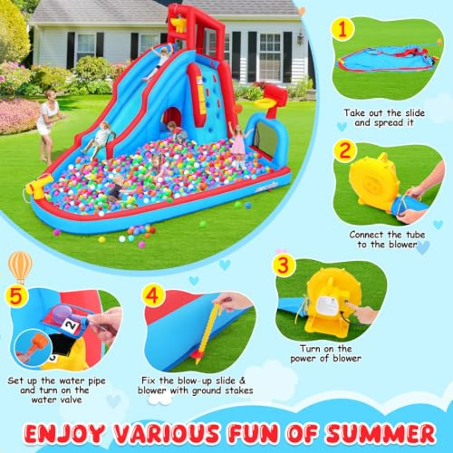 Aufblasbare Wasserrutsche mit  – Kids Outdoor House With Slide Bewertung und Preis