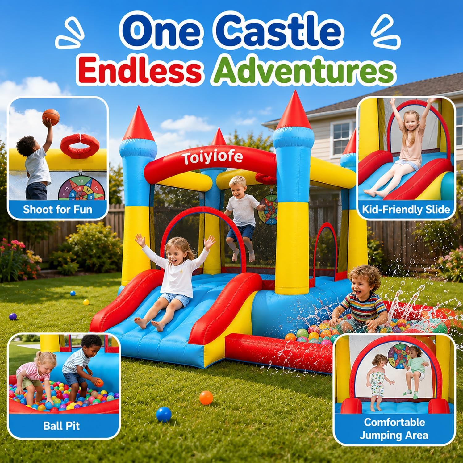 Hüpfburg für Kinder von 3-6 Ja – Kids Outdoor House With Slide Bewertung und Preis