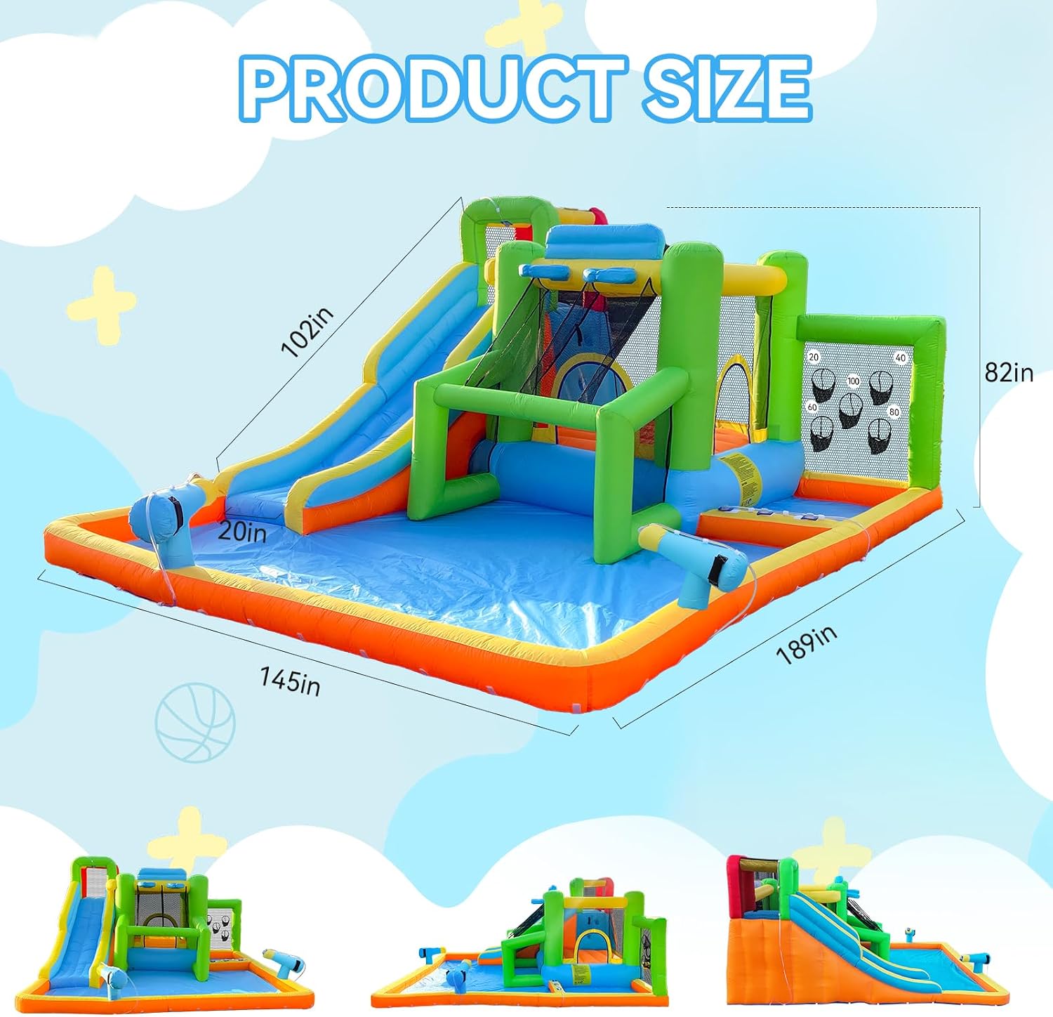 FBSPORT Aufblasbare Hüpfburg m – Kids Outdoor House With Slide Bewertung und Preis