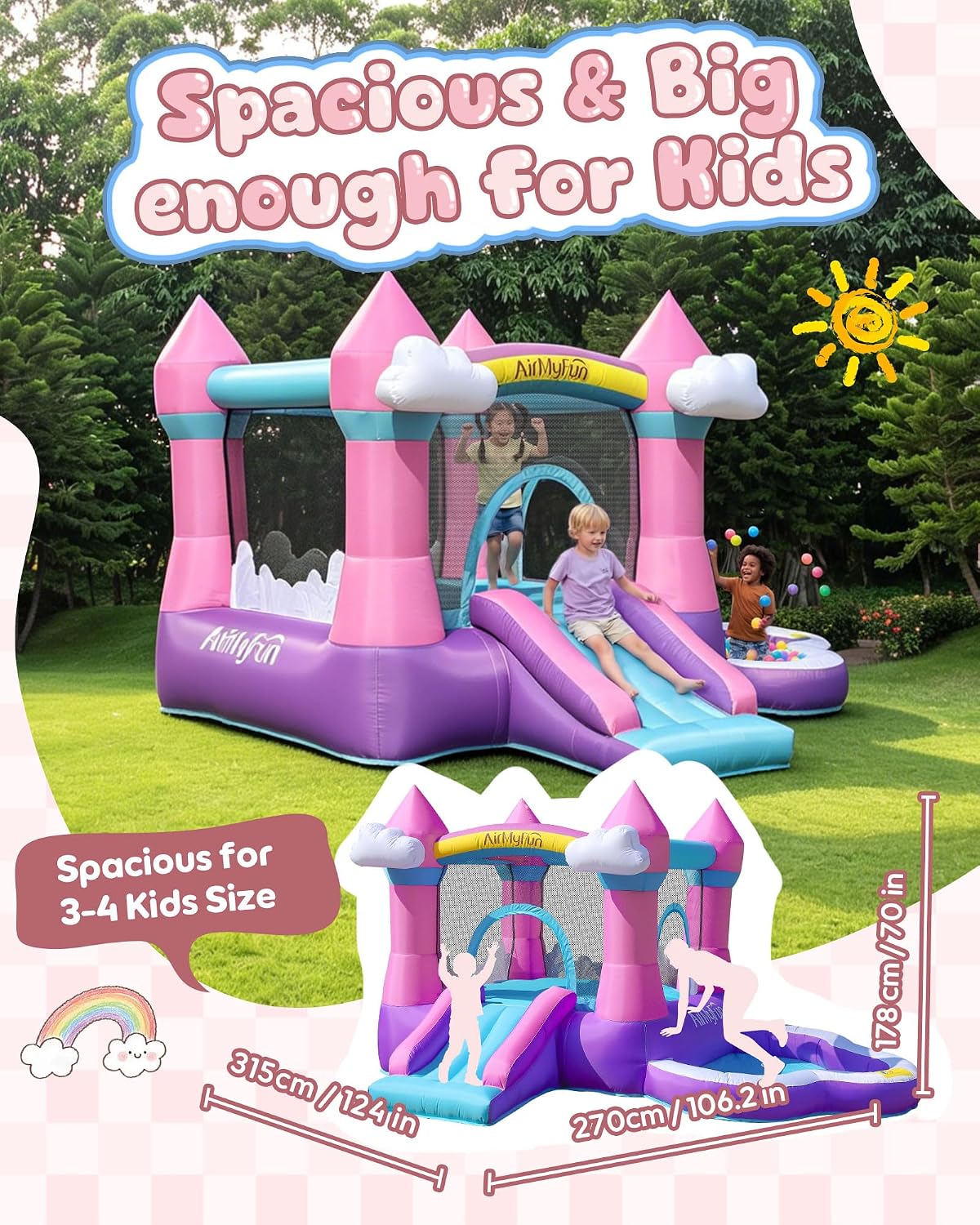 Rosa Aufblasbare Hüpfburg für  – Kids Outdoor Inflatable Bewertung und Preis