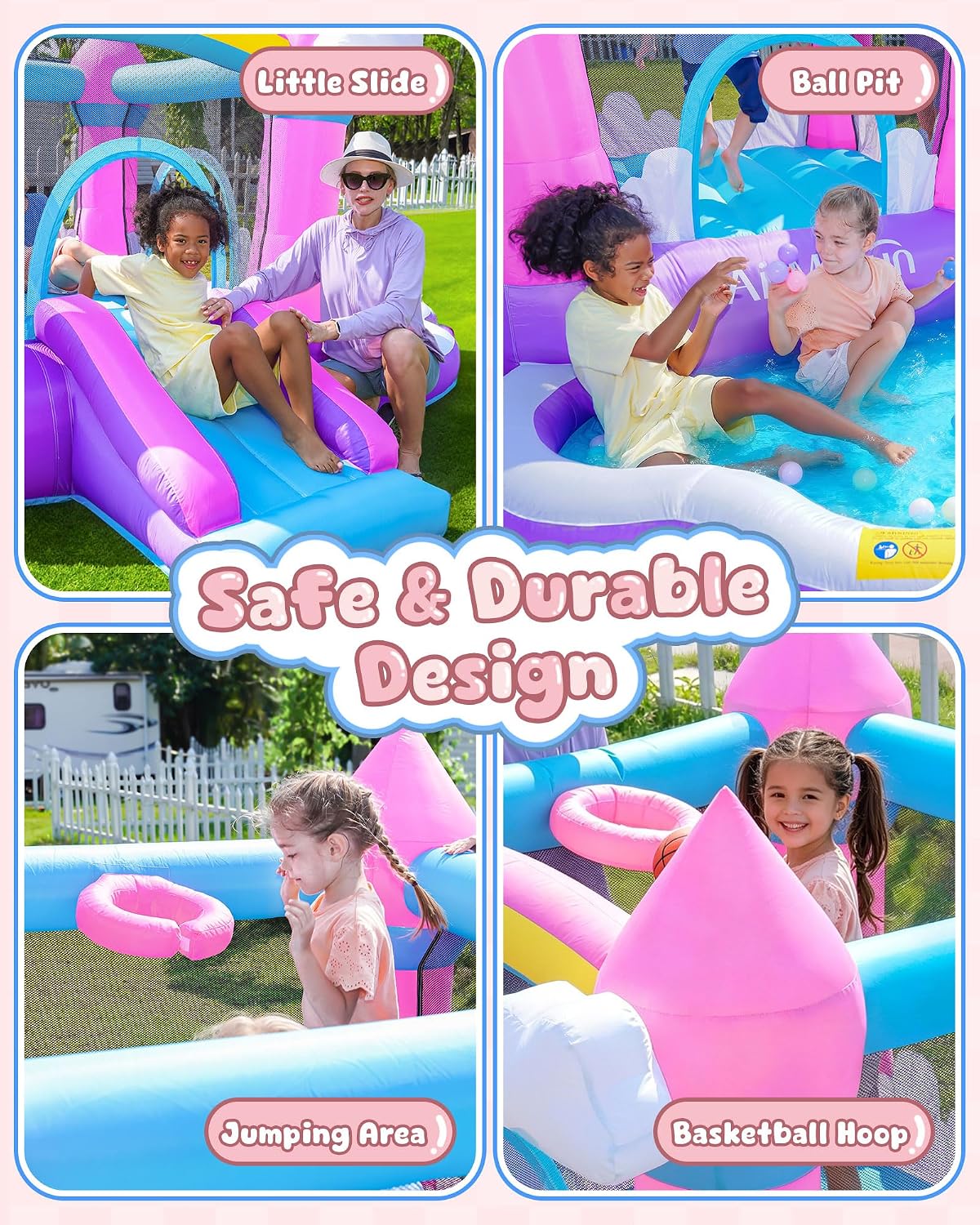Rosa Aufblasbare Hüpfburg für  – Kids Outdoor Inflatable Bewertung und Preis