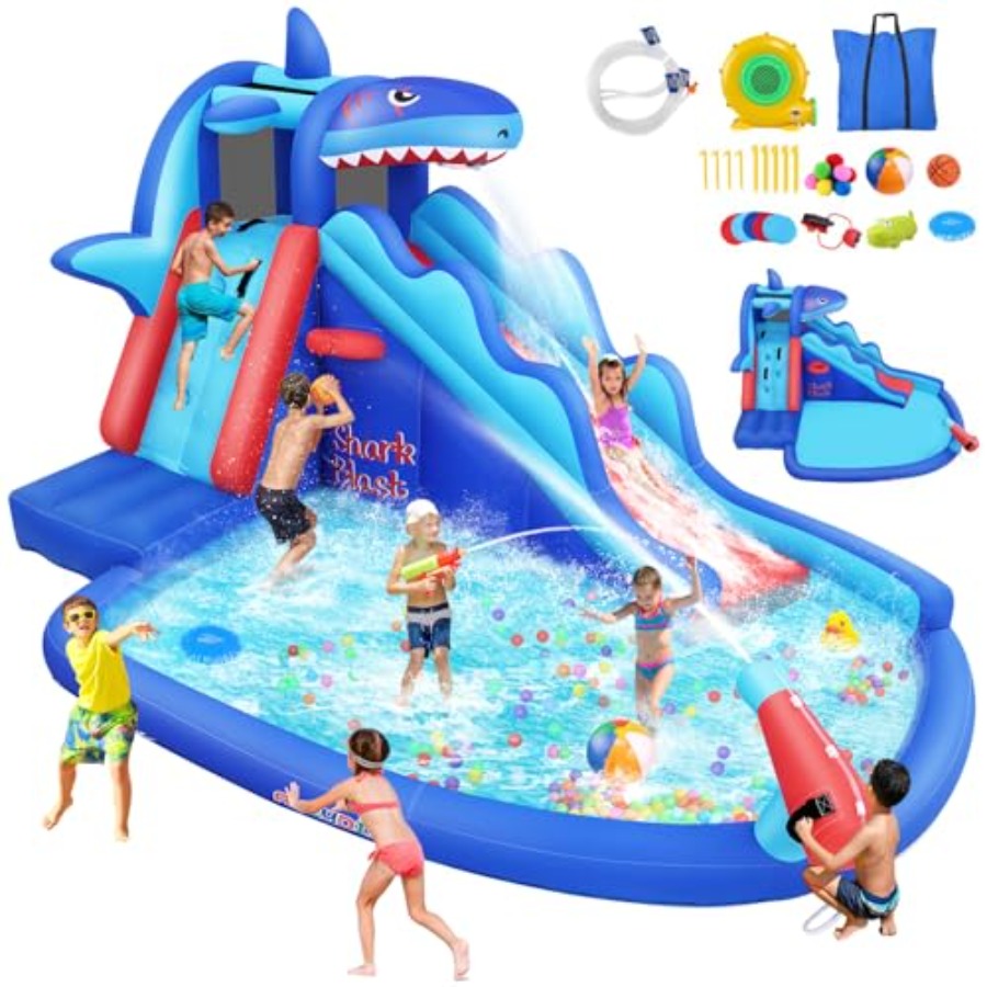 Aufblasbare Wasserrutsche mit  – Kids Outdoor House With Slide Bewertung und Preis