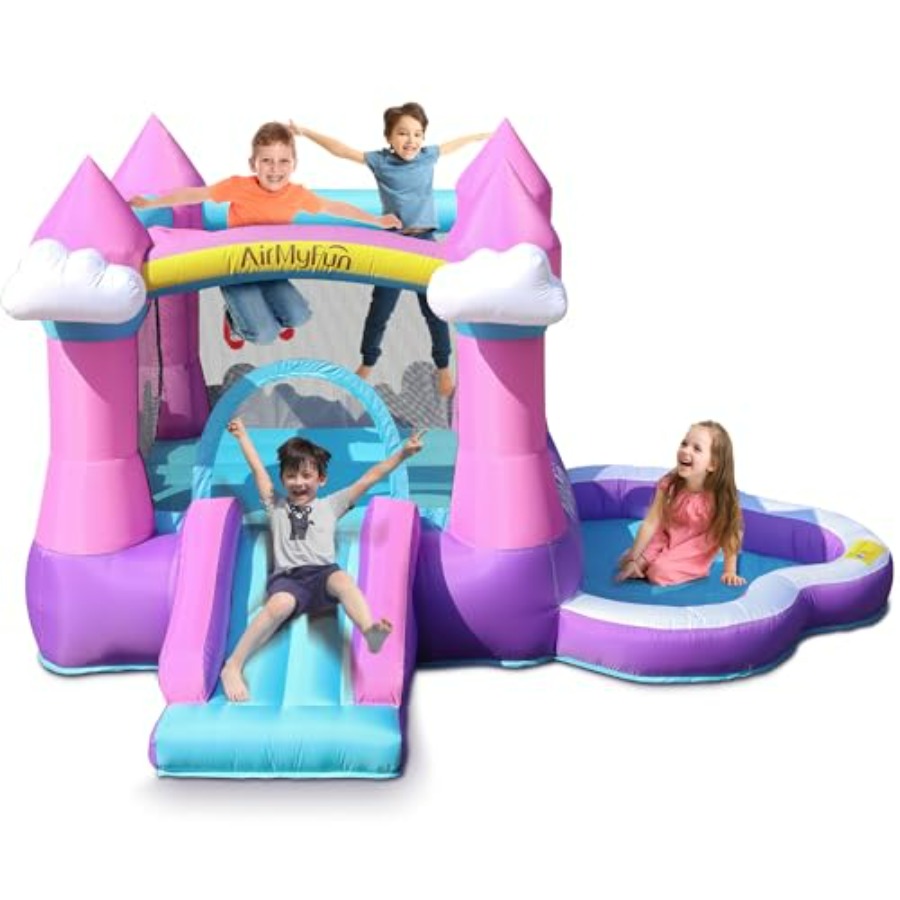 Rosa aufblasbare Hüpfburg für  – Kids Outdoor House With Slide Bewertung und Preis