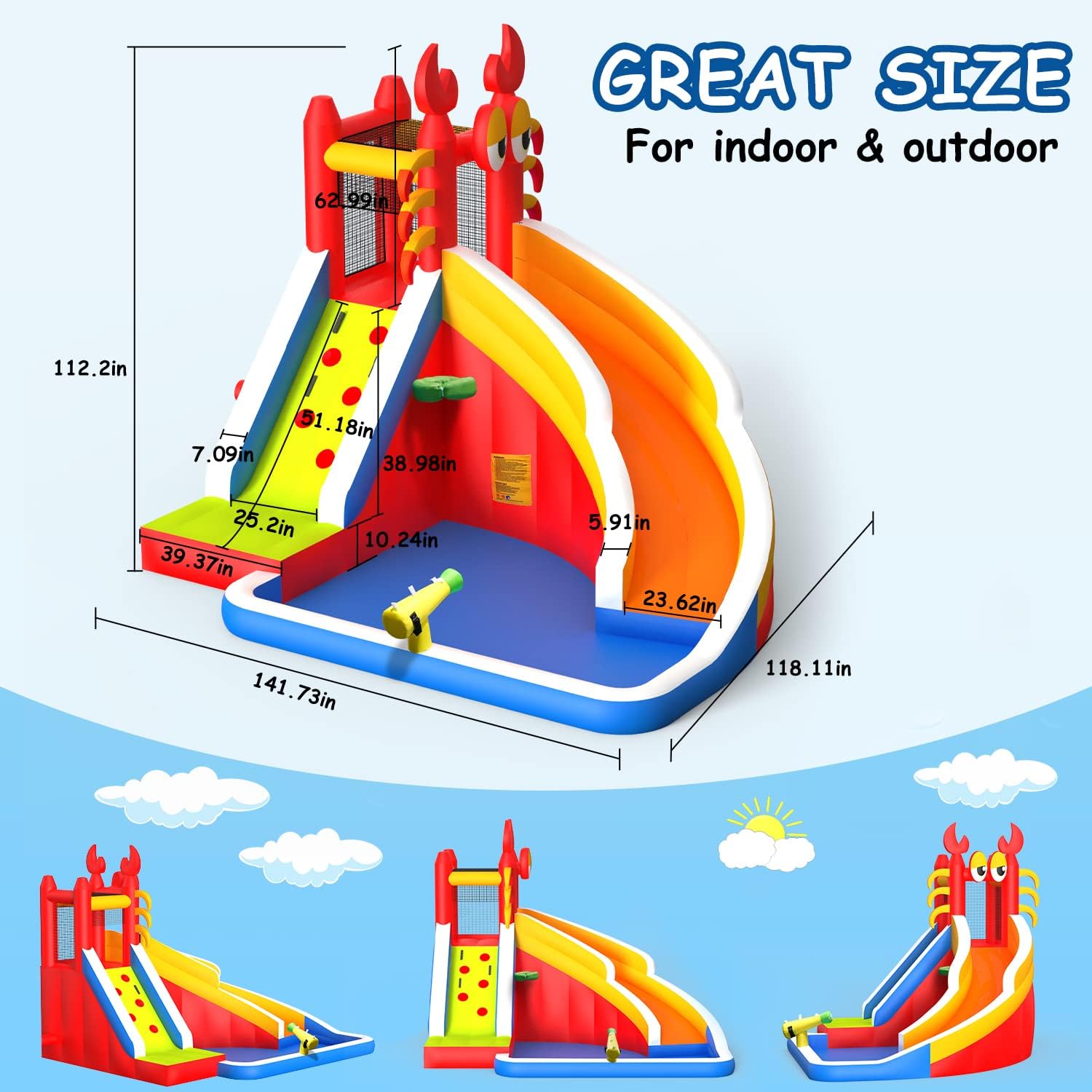 Großes Aufblasbares Hüpfhaus m – Kids Outdoor House With Slide Bewertung und Preis