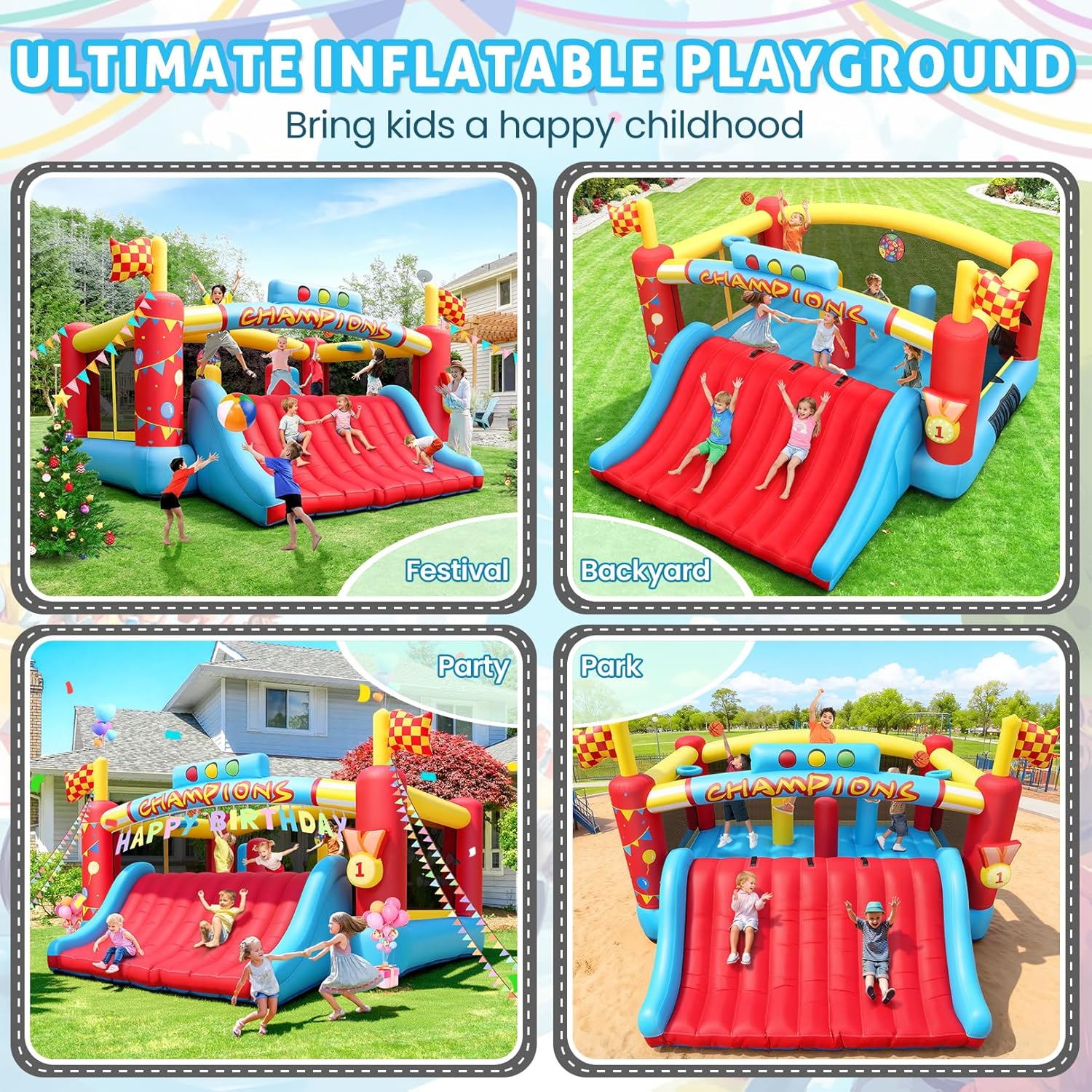 Großes Aufblasbares Hüpfhaus f – Kids Outdoor Inflatable Bewertung und Preis