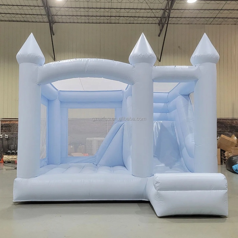 Weiße Hüpfburg für Hochzeiten, – Kids Outdoor House With Slide Bewertung und Preis