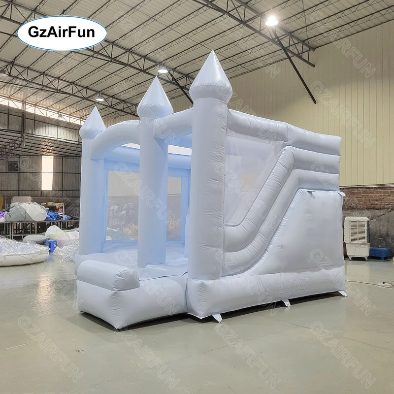 Weiße Hüpfburg für Hochzeiten, – Kids Outdoor House With Slide Bewertung und Preis