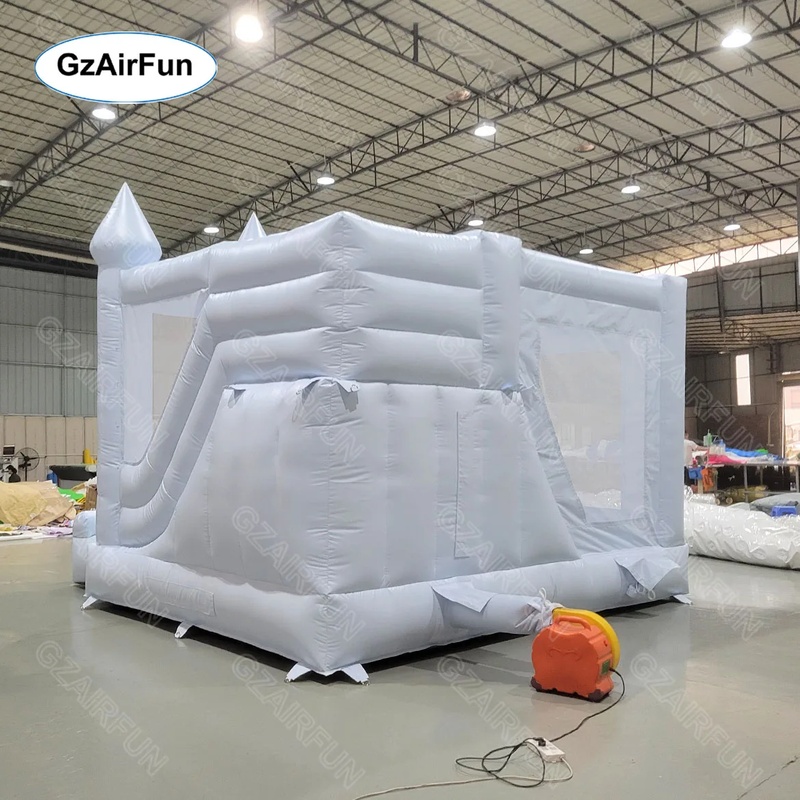 Weiße Hüpfburg für Hochzeiten, – Kids Outdoor House With Slide Bewertung und Preis